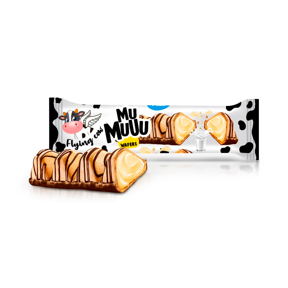 Батончик вафельний - Muuu, з молочною начинкою, АВК, 22 г Ціна не включає 20% обов'язкового пожертвування на Парасольку. Пожертвування потрібно додати під час оформлення замовлення. Дякуємо за вашу підтримку!