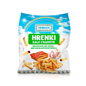 Гренки, зі смаком сала та часнику, Veselka,120 г. Ціна не включає 20% обов'язкового пожертвування на Парасольку. Пожертвування потрібно додати під час оформлення замовлення. Дякуємо за вашу підтримку!