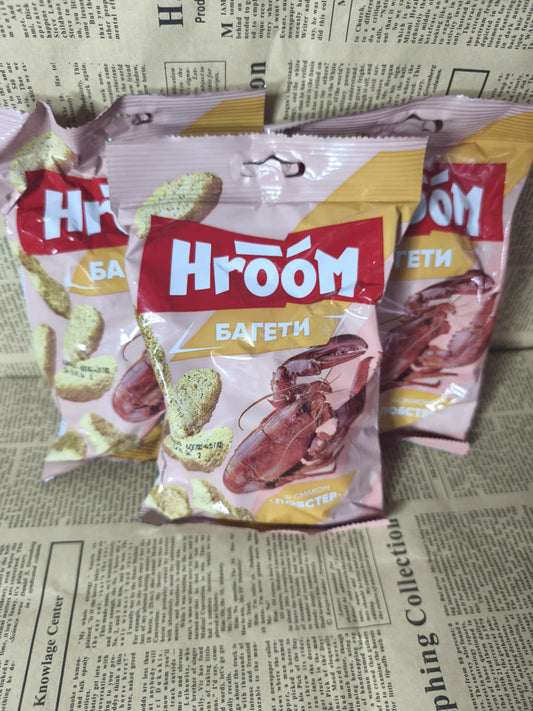 Сухарики ТМ HROOM Лобстер , 60г Ціна не включає 20% обов'язкового пожертвування на Парасольку. Пожертвування потрібно додати під час оформлення замовлення. Дякуємо за вашу підтримку!