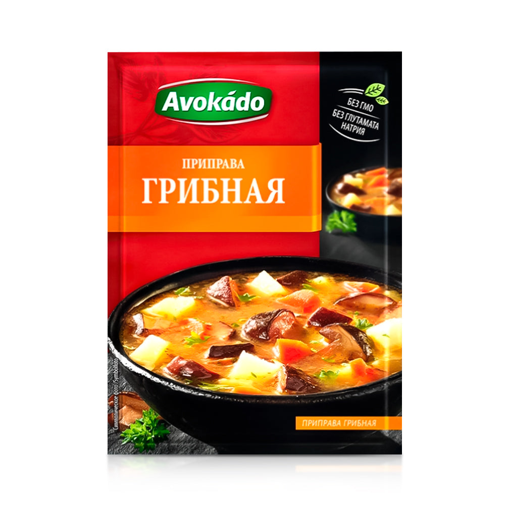 Приправа зі смаком грибів, Avokado, 25 г Ціна не включає 20% обов'язкового пожертвування на Парасольку. Пожертвування потрібно додати під час оформлення замовлення. Дякуємо за вашу підтримку!