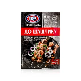 Приправа для шашлику, Iris, 25 г. Ціна не включає 20% обов'язкового пожертвування на Парасольку. Пожертвування потрібно додати під час оформлення замовлення. Дякуємо за вашу підтримку!