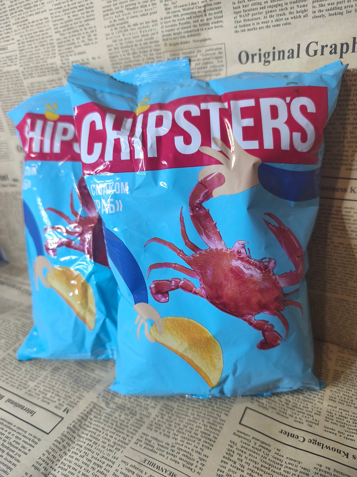 Чіпси CHIPSTERS краб 100г.Ціна не включає 20% обов'язкового пожертвування на Парасольку. Пожертвування потрібно додати під час оформлення замовлення. Дякуємо за вашу підтримку!
