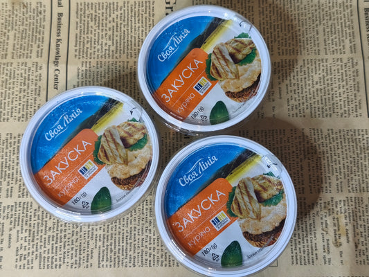 Закуска Пікнік куряча  180г. Ціна не включає 20% обов'язкового пожертвування на Парасольку. Пожертвування потрібно додати під час оформлення замовлення. Дякуємо за вашу підтримку!