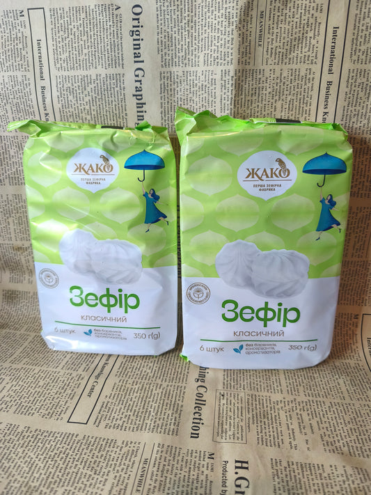 Зефір Жако ванільний 350г. Ціна не включає 20% обов'язкового пожертвування на Парасольку. Пожертвування потрібно додати під час оформлення замовлення. Дякуємо за вашу підтримку!