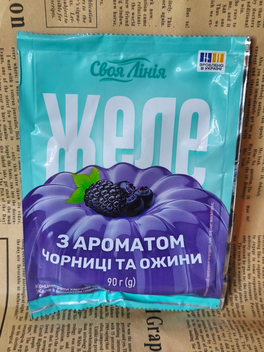 Желе чорниця та ожина 90г.Ціна не включає 20% обов'язкового пожертвування на Парасольку. Пожертвування потрібно додати під час оформлення замовлення. Дякуємо за вашу підтримку!